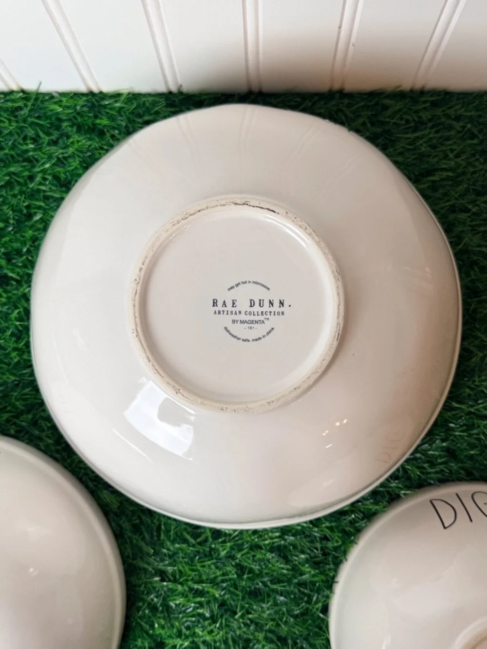 Rae Dunn by Magenta 3 pc. Ceramic Mixing/Serving Bowls White/Black EUC